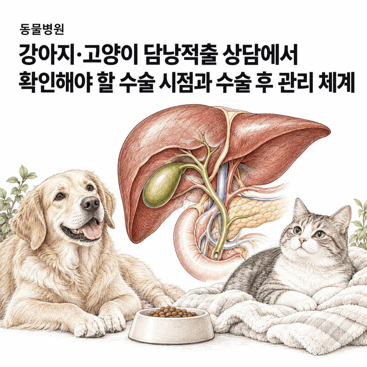 인천 동물병원 강아지·고양이 담낭적출 상담에서 확인해야 할 수술 시점과 수술 후 관리 체계 핵심 정보 이미지
